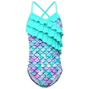 GYRATEDREAM Toddler Kid Girls One Piece Swimsuits Ruffle Swimwear Beach Bathing Suit 4-12 Years